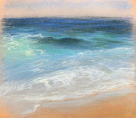 Ocean's Hills, Valleys, and Froth Pastel Study